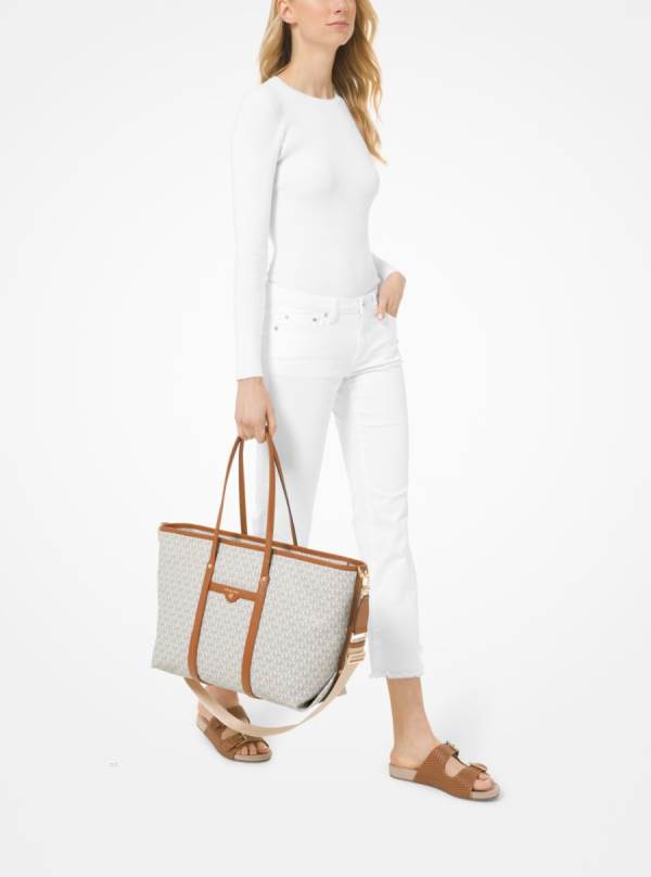 Damske Prenosná Taška Michael Kors Beck Large Logo Hnedožltý Hnede - Kabelky Michael Kors Sleva | NEMFA-8560